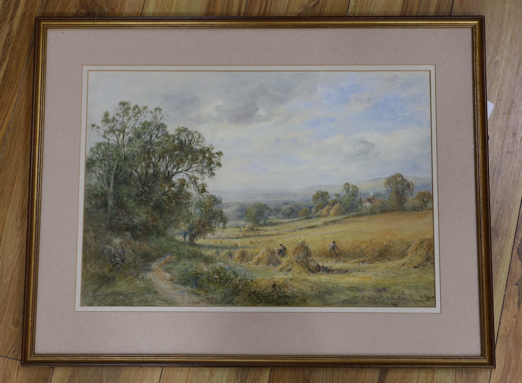 Henry John Kinnaird (fl.1888-1920), watercolour, 'View near Ringmer, Sussex', signed, 36 x 53cm